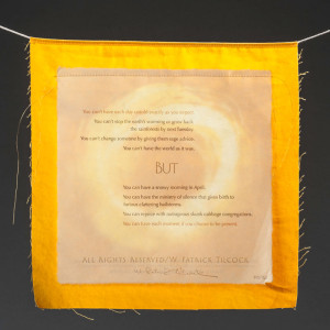 The braodside set on a saffron fabric