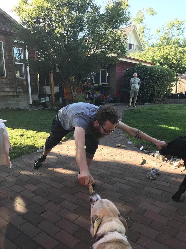 Nik with the dogs